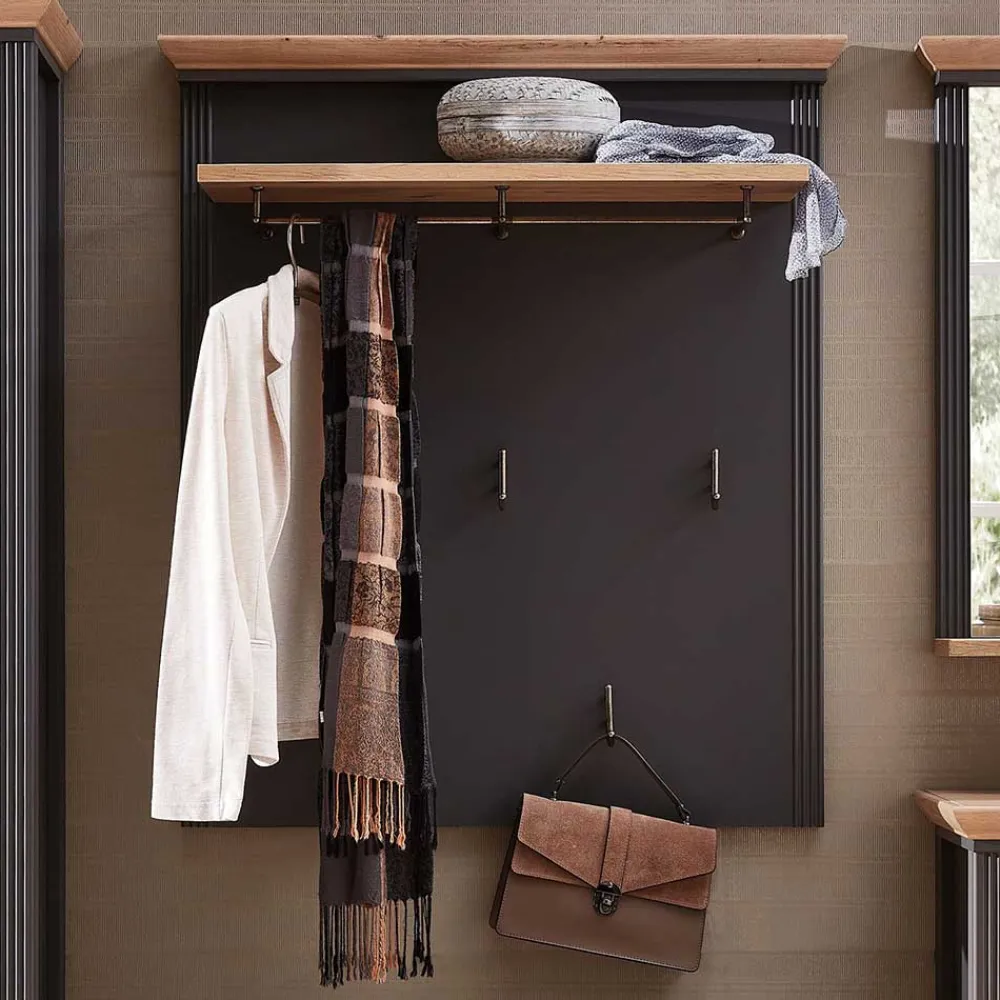 Wohnen Garderoben<93x107x30 Landhaus Garderobe in Dunkelgrau - Thumbs