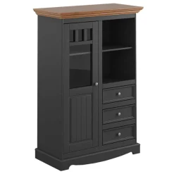 Wohnen Vitrinen|Schränke<90x130x45 Landhaus Highboard in Grau & Eiche - Witenga