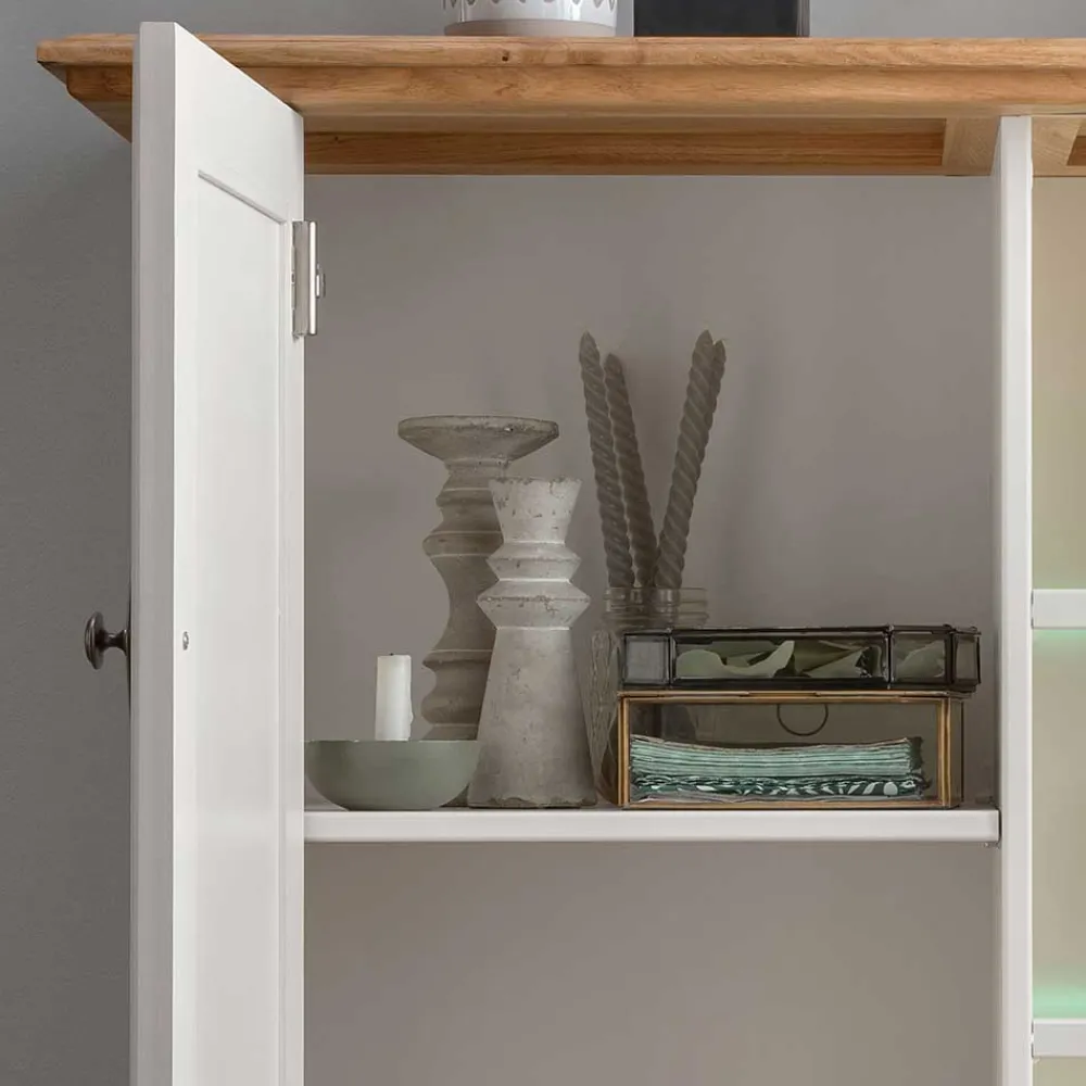 Wohnen Vitrinen|Highboards<113x134x45 Landhaus Highboard mit Glas-Einsatz - Henry
