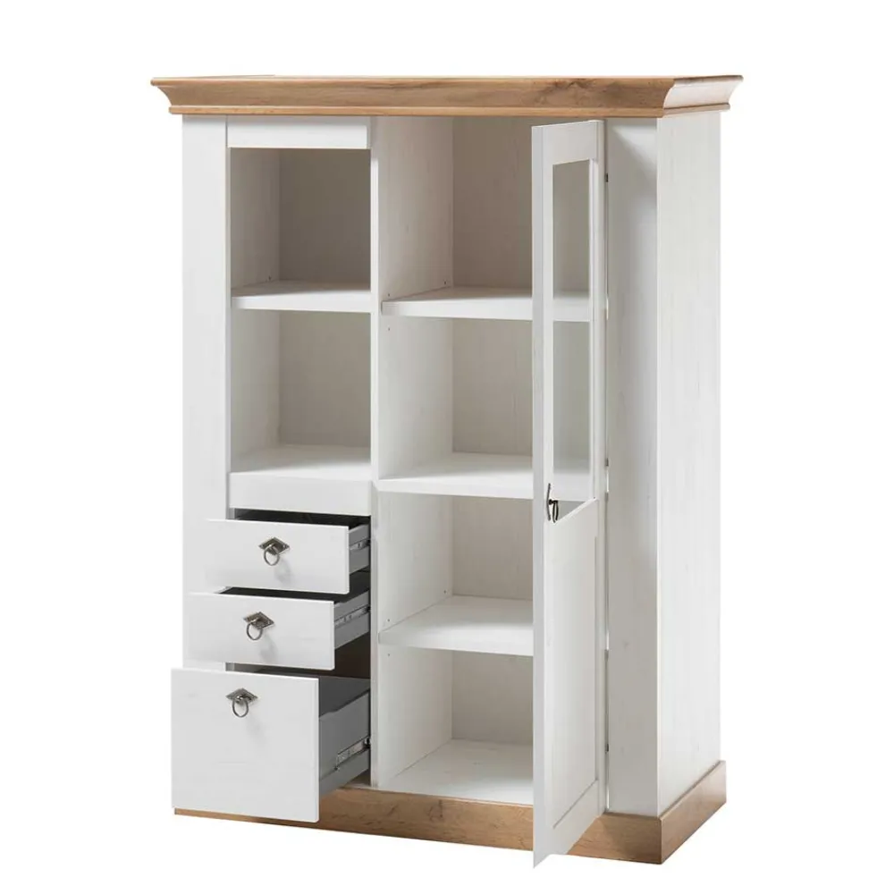 Wohnen Highboards|Vitrinen<102x139x44 Landhaus Highboard zweifarbig - Diatara I