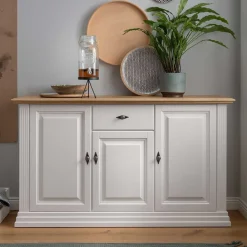 Wohnen Sideboards<157x91x45 Landhaus Kommode in Weiß & Eiche - Henry
