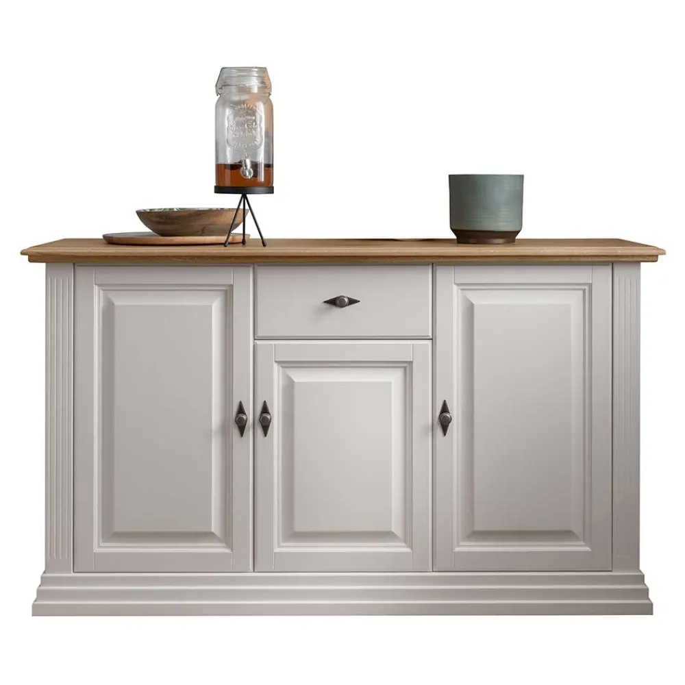 Wohnen Sideboards<157x91x45 Landhaus Kommode in Weiß & Eiche - Henry