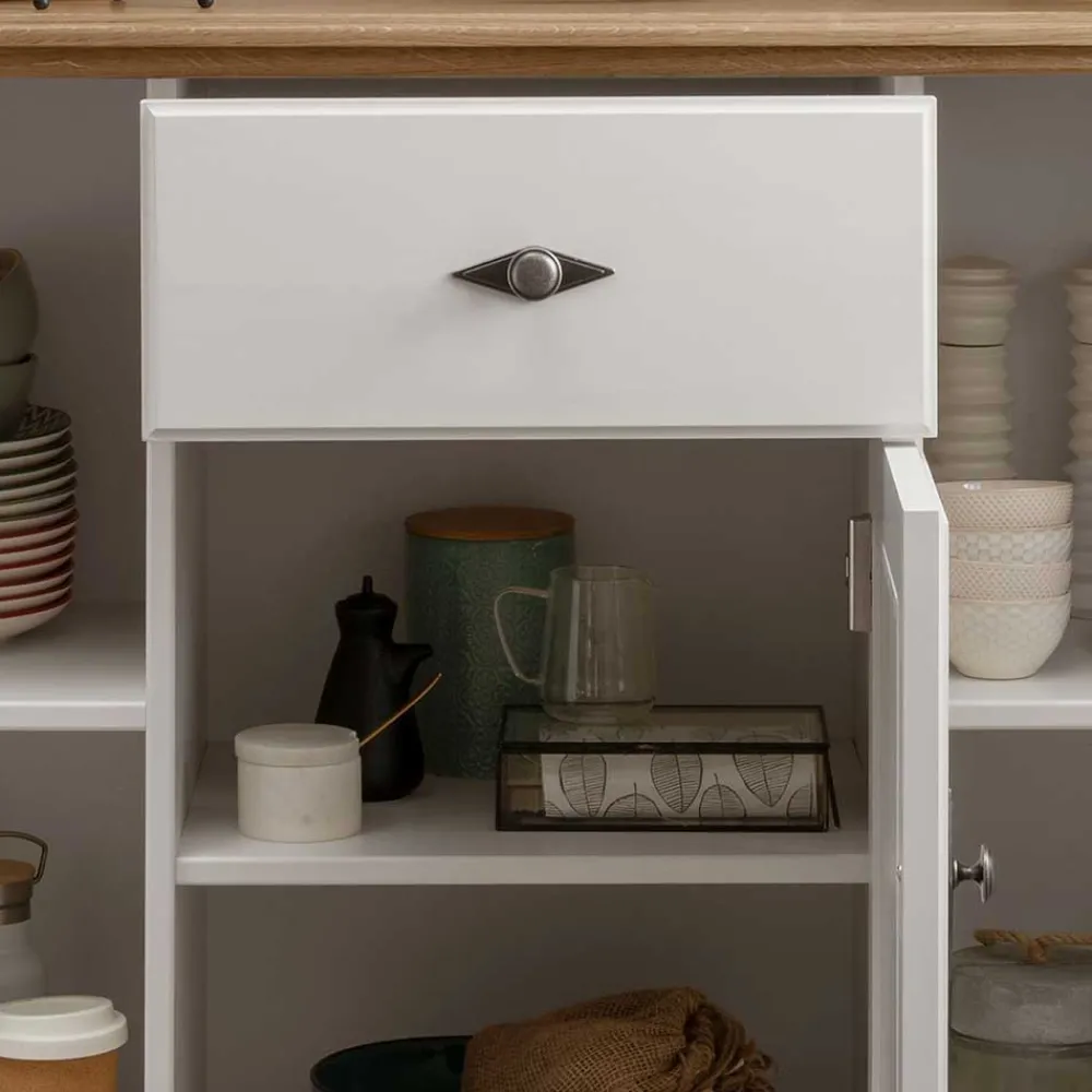 Wohnen Sideboards<157x91x45 Landhaus Kommode in Weiß & Eiche - Henry