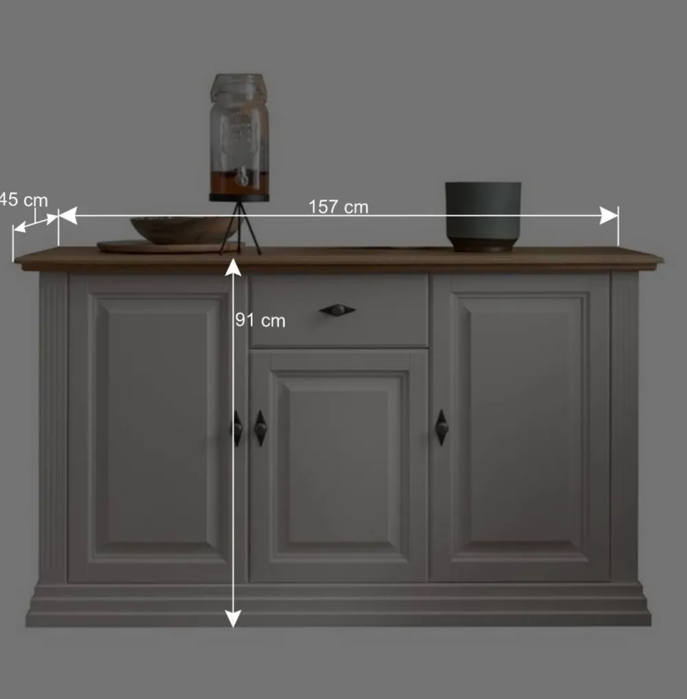 Wohnen Sideboards<157x91x45 Landhaus Kommode in Weiß & Eiche - Henry