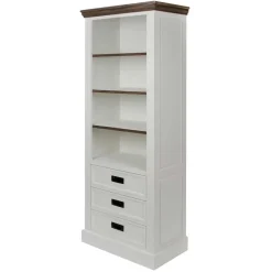 Wohnen Regale|Vitrinen<68x180x39 Landhaus Regal in Weiß & Graubraun - Bleaks
