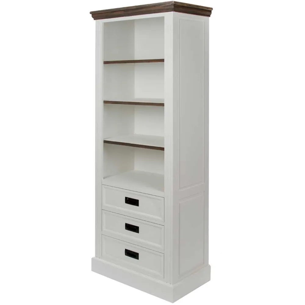 Wohnen Regale|Vitrinen<68x180x39 Landhaus Regal in Weiß & Graubraun - Bleaks