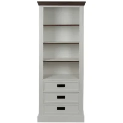 Wohnen Regale|Vitrinen<68x180x39 Landhaus Regal in Weiß & Graubraun - Bleaks