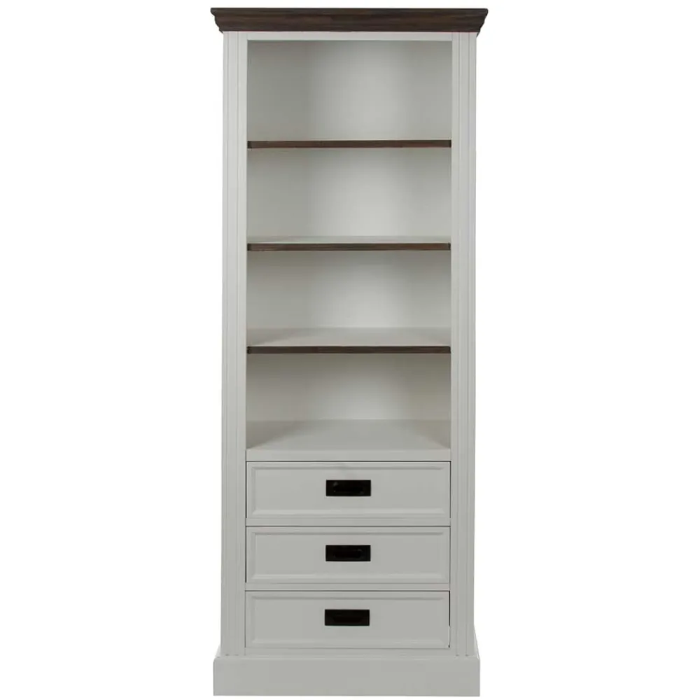 Wohnen Regale|Vitrinen<68x180x39 Landhaus Regal in Weiß & Graubraun - Bleaks