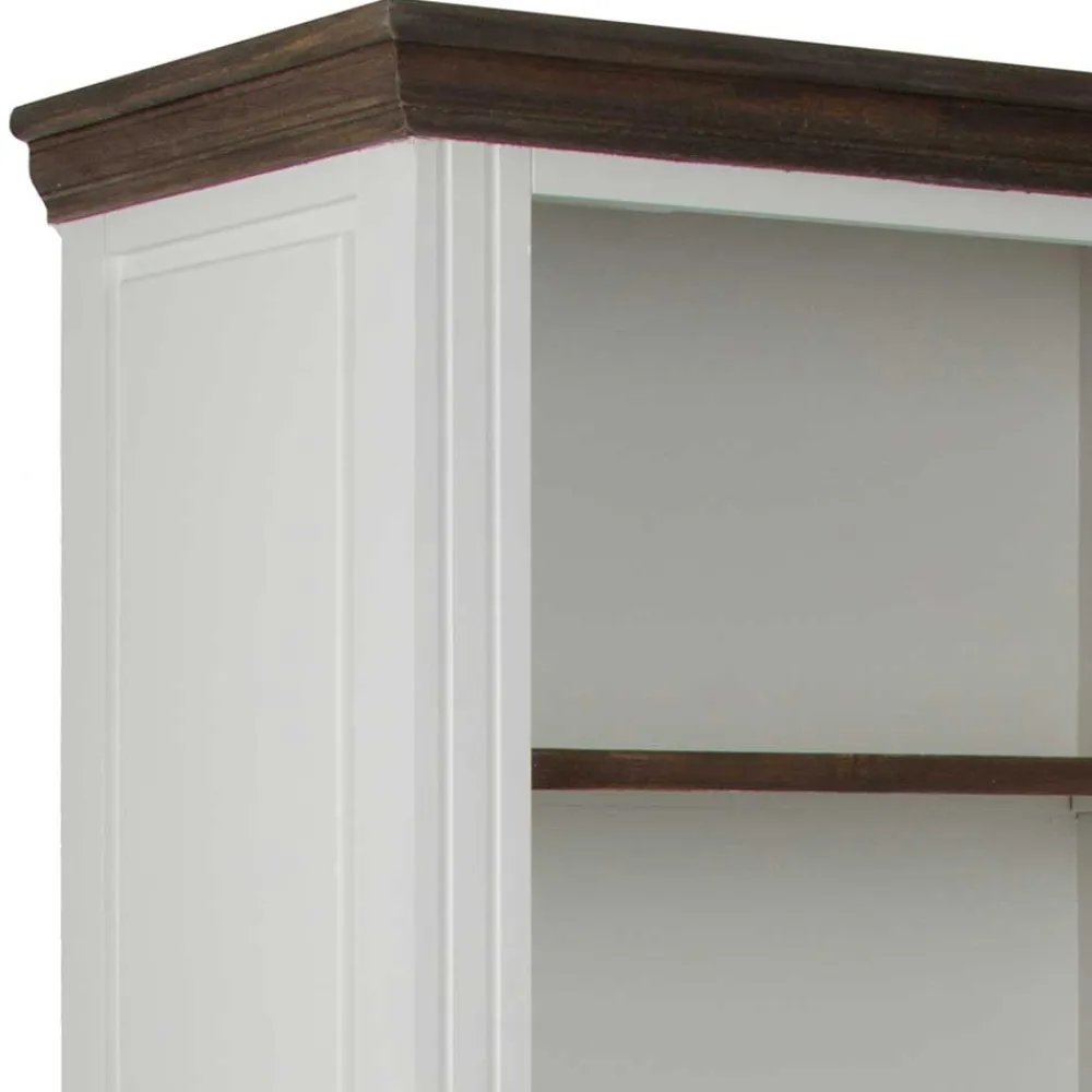 Wohnen Regale|Vitrinen<68x180x39 Landhaus Regal in Weiß & Graubraun - Bleaks