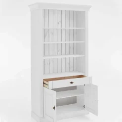 Wohnen Regale<108x203x45 Landhaus Regal mit 2 Türen & Schublade - Satumare I