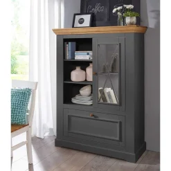 Wohnen Highboards<108x152x42 Landhaus Schrank in Grau - Ustricia