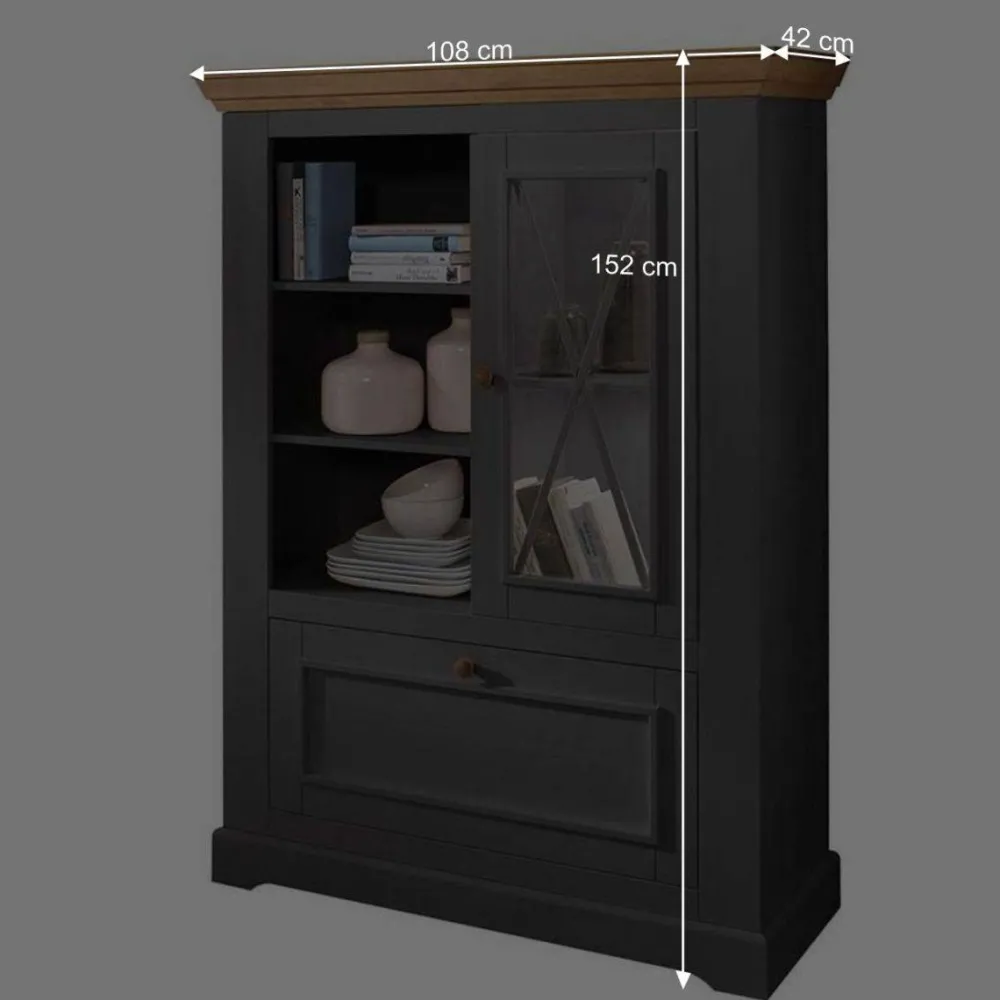 Wohnen Highboards<108x152x42 Landhaus Schrank in Grau - Ustricia