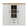 Wohnen Highboards<144x135x42 Landhaus Schrank in Weiß & Kiefer - Nuita