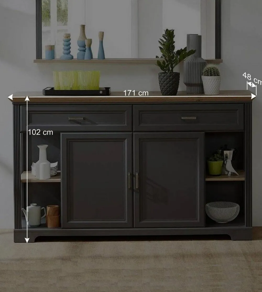 Wohnen Sideboards<171x102x48 Landhaus Sideboard in Grau - Thumbs