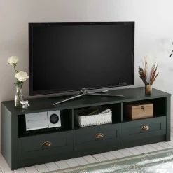 Wohnen Tv & Hifi-Möbel|Lowboards<158x47x43 Landhaus TV Board in Dunkelgrün - Niestov