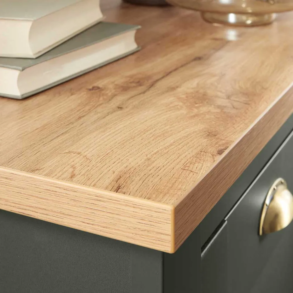 Wohnen Tv & Hifi-Möbel|Lowboards<152x51x45 Landhaus TV Board in Graugrün - Eylan