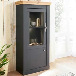 Wohnen Vitrinen<72x146x38 Landhaus Vitrine Highboard 2-türig - Lionel