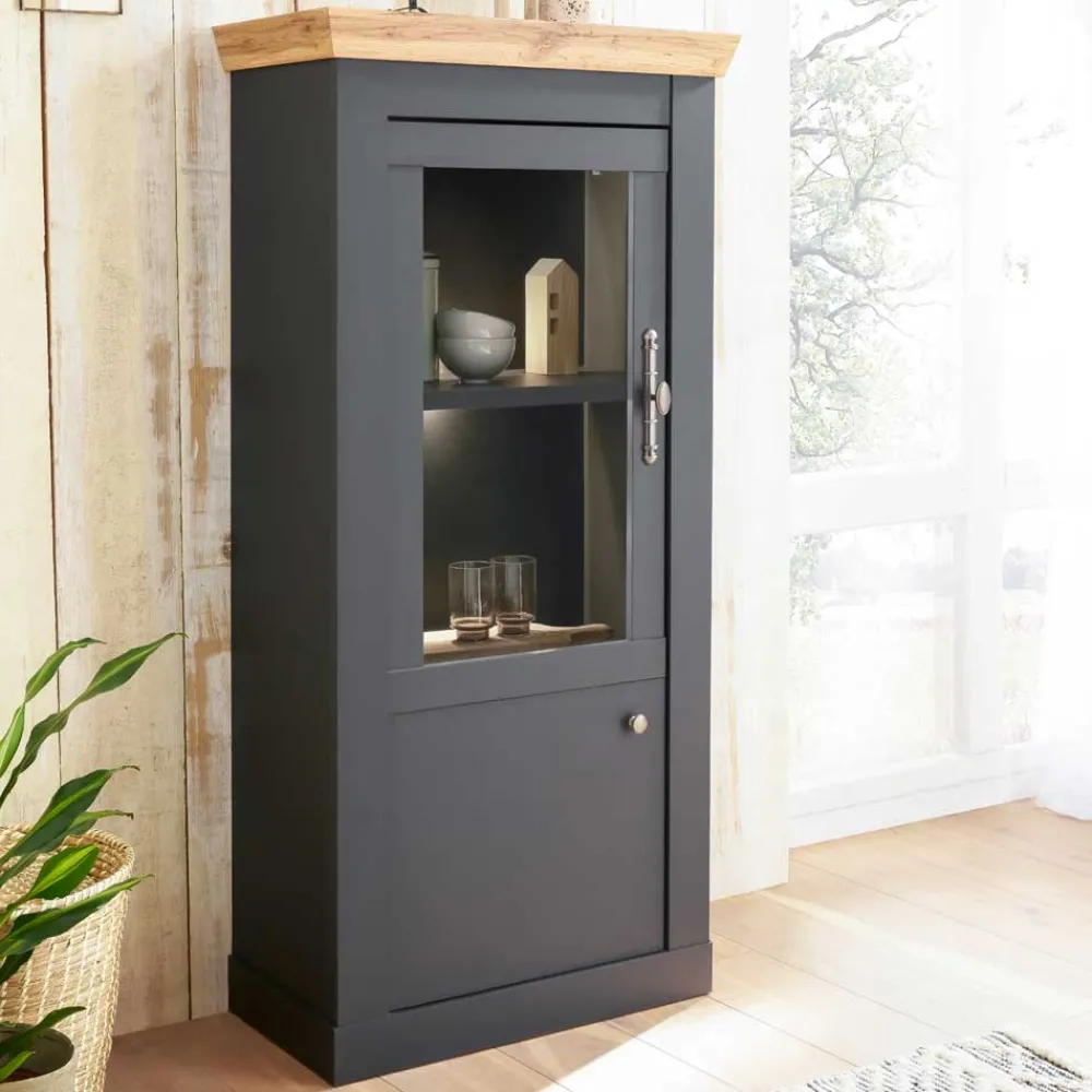 Wohnen Vitrinen<72x146x38 Landhaus Vitrine Highboard 2-türig - Lionel