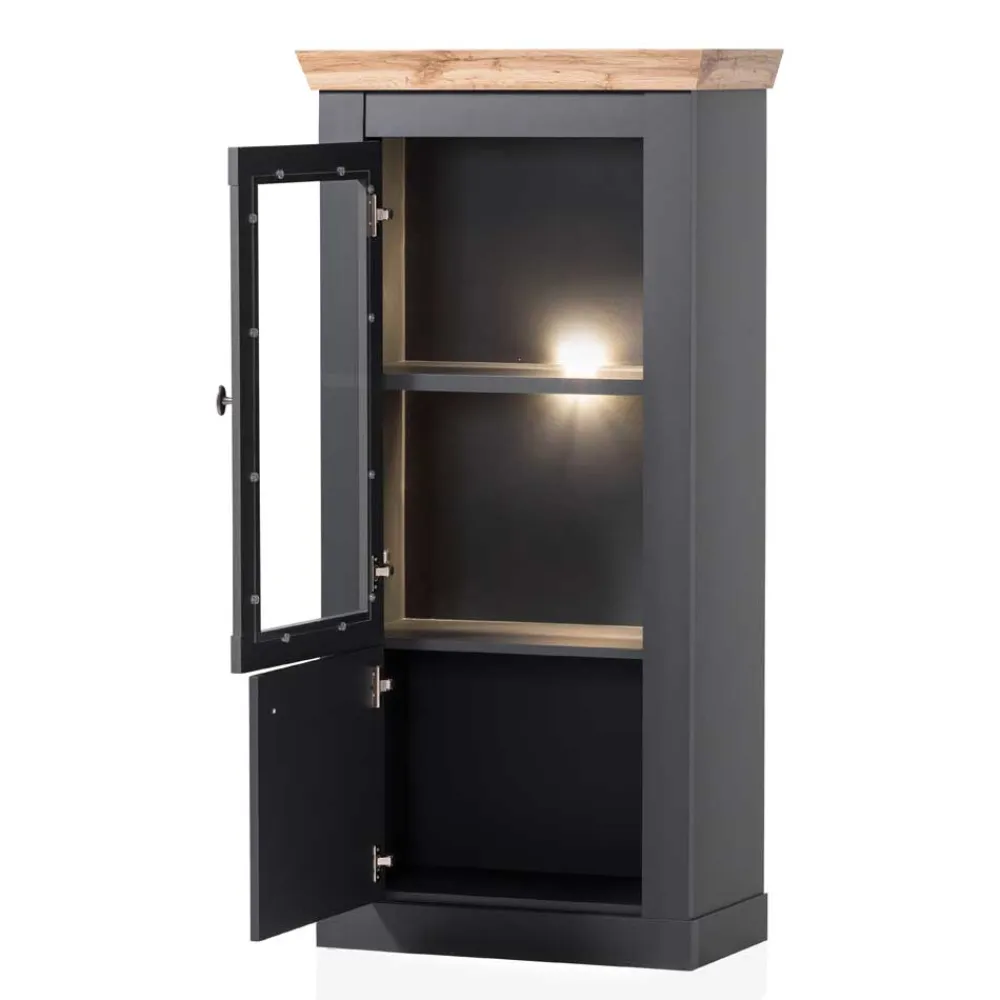 Wohnen Vitrinen<72x146x38 Landhaus Vitrine Highboard 2-türig - Lionel
