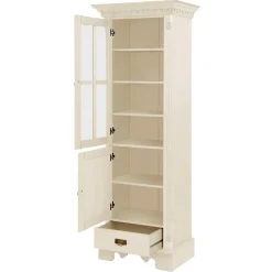Wohnen Vitrinen<70x203x45 Landhaus Vitrine in Creme - Rospus