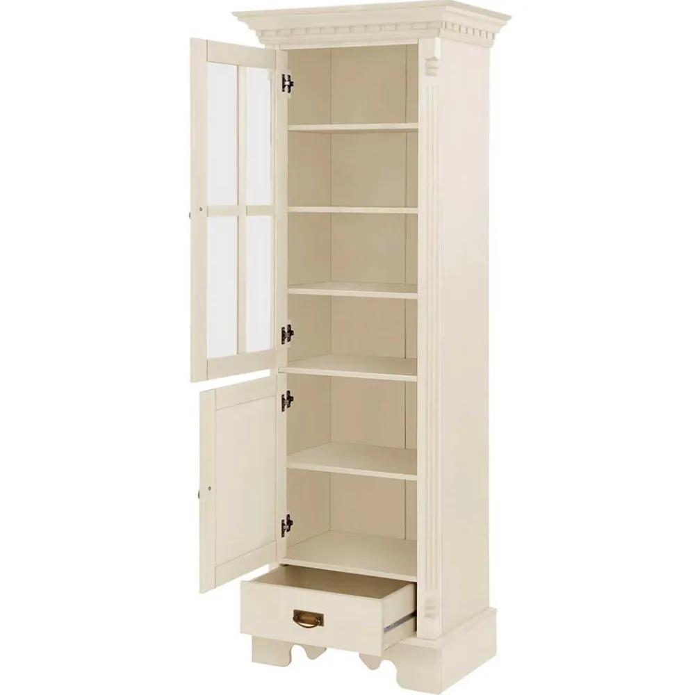 Wohnen Vitrinen<70x203x45 Landhaus Vitrine in Creme - Rospus