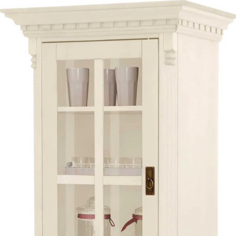 Wohnen Vitrinen<70x203x45 Landhaus Vitrine in Creme - Rospus