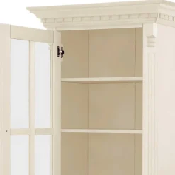 Wohnen Vitrinen<70x203x45 Landhaus Vitrine in Creme - Rospus