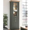 Wohnen Vitrinen<68x207x45 Landhaus Vitrine in Graugrün - Eylan