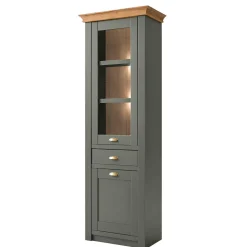 Wohnen Vitrinen<68x207x45 Landhaus Vitrine in Graugrün - Eylan
