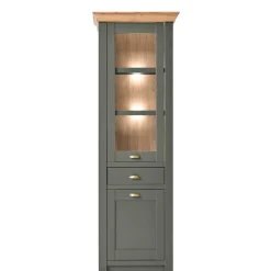 Wohnen Vitrinen<68x207x45 Landhaus Vitrine in Graugrün - Eylan