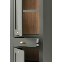 Wohnen Vitrinen<68x207x45 Landhaus Vitrine in Graugrün - Eylan