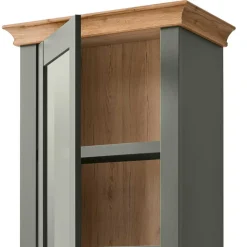 Wohnen Vitrinen<68x207x45 Landhaus Vitrine in Graugrün - Eylan