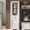 Wohnen Vitrinen<66x204x42 Landhaus Vitrine mit Licht - Sinolita