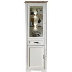 Wohnen Vitrinen<66x204x42 Landhaus Vitrine mit Licht - Sinolita
