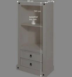 Wohnen Regale|Vitrinen<65x140x38 Landhausregal in Weiß - Henvic