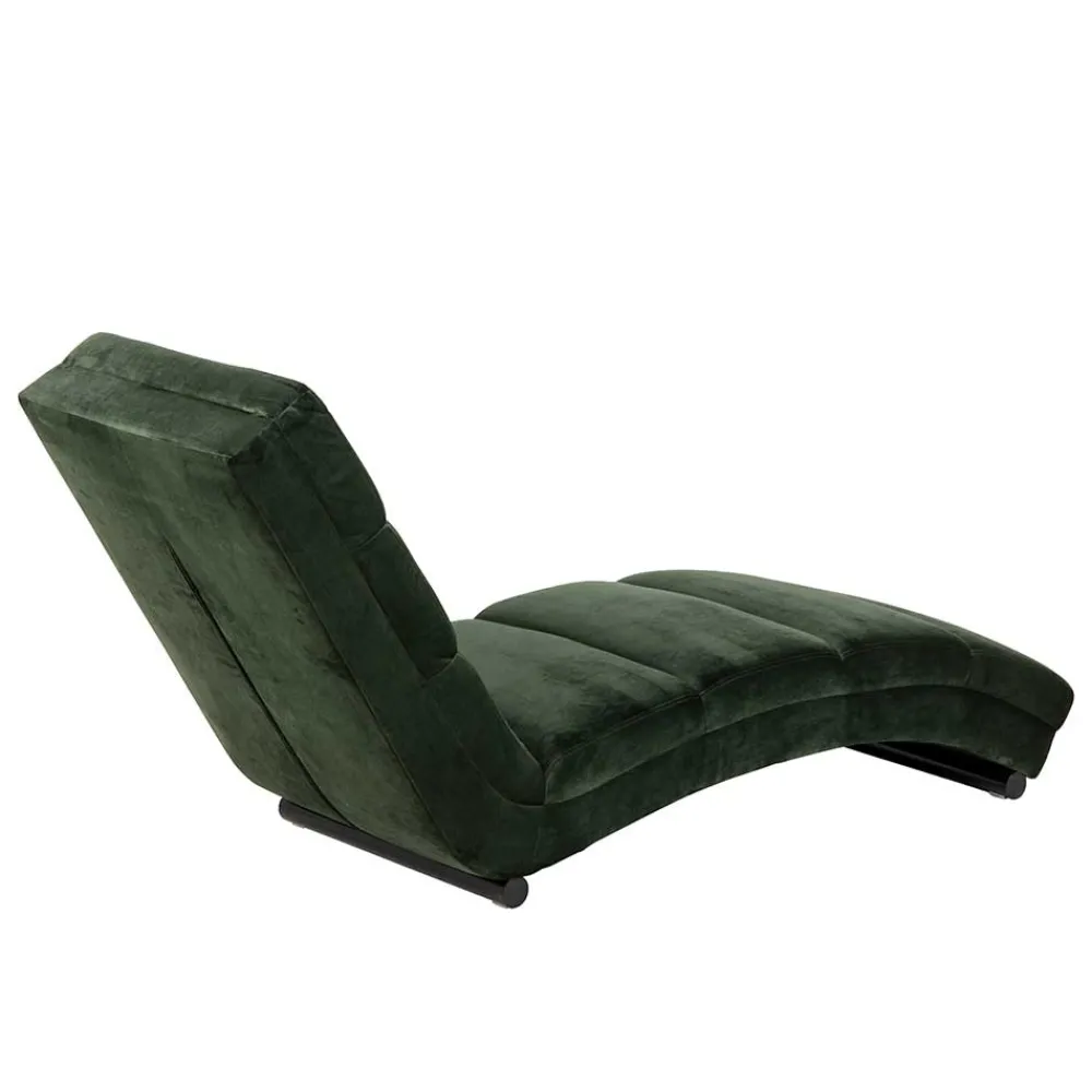 Wohnen Sofas<60x82x170 Lounge Liege mit Samt in Dunkelgrün - Cadiz