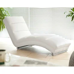 Wohnen Sofas<60x82x170 Loungeliege in Weiß & Chrom - Onjamy