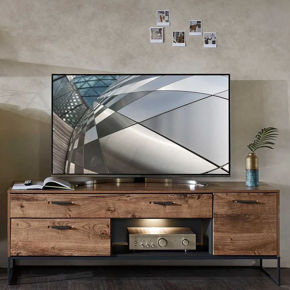 Wohnen Tv & Hifi-Möbel|Lowboards<175x62x48 Lowboard für Fernseher in Holz Optik - Xindus