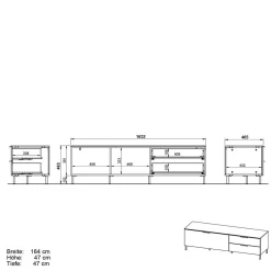 Wohnen Lowboards<16x47x47 Lowboard mit zwei Schubladen & Klappe - Lurys I