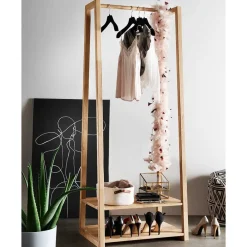 Wohnen Garderoben<85x190x60 Massivholz Garderobenständer aus Eiche - Acneza