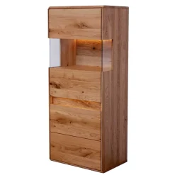 Wohnen Vitrinen<63x152x44 Massivholz Highboard mit LED Licht - Acmida