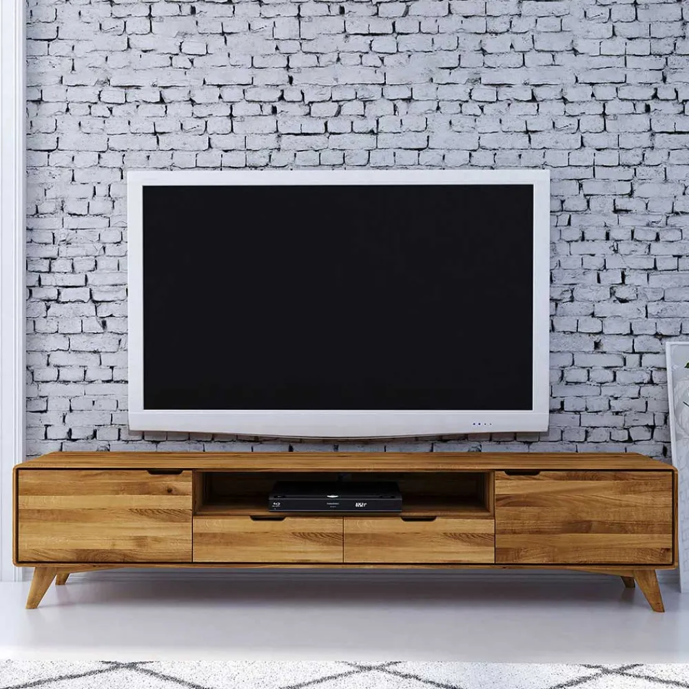 Wohnen Tv & Hifi-Möbel|Lowboards<220x48x40 Massivholz TV Board in Natur geölt - Eavy