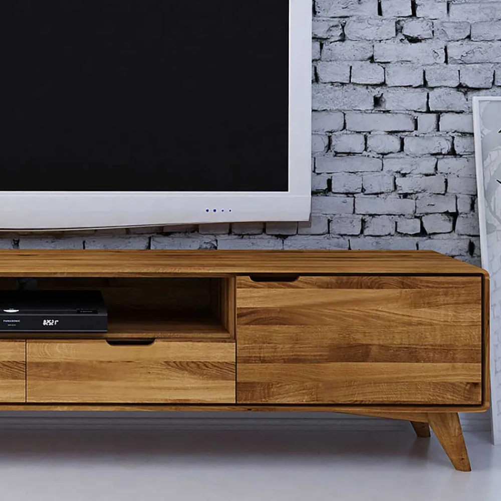 Wohnen Tv & Hifi-Möbel|Lowboards<220x48x40 Massivholz TV Board in Natur geölt - Eavy