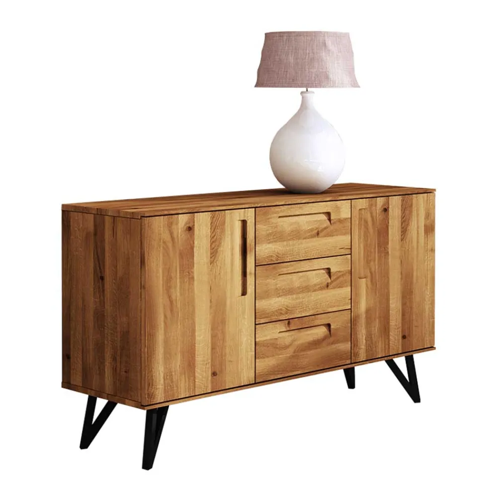 Wohnen Sideboards<136x81x45 Massivholzkommode mit Stahlbeinen - Mandirov