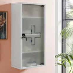 Wohnen Schränke<34x72x20 Medizinschrank mit Glastür abschließbar - Spanola