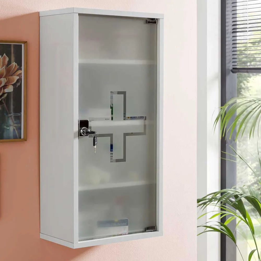 Wohnen Schränke<34x72x20 Medizinschrank mit Glastür abschließbar - Spanola