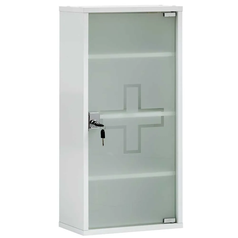 Wohnen Schränke<34x72x20 Medizinschrank mit Glastür abschließbar - Spanola