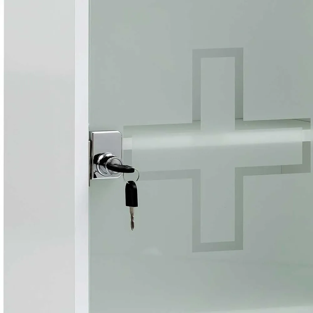 Wohnen Schränke<34x72x20 Medizinschrank mit Glastür abschließbar - Spanola