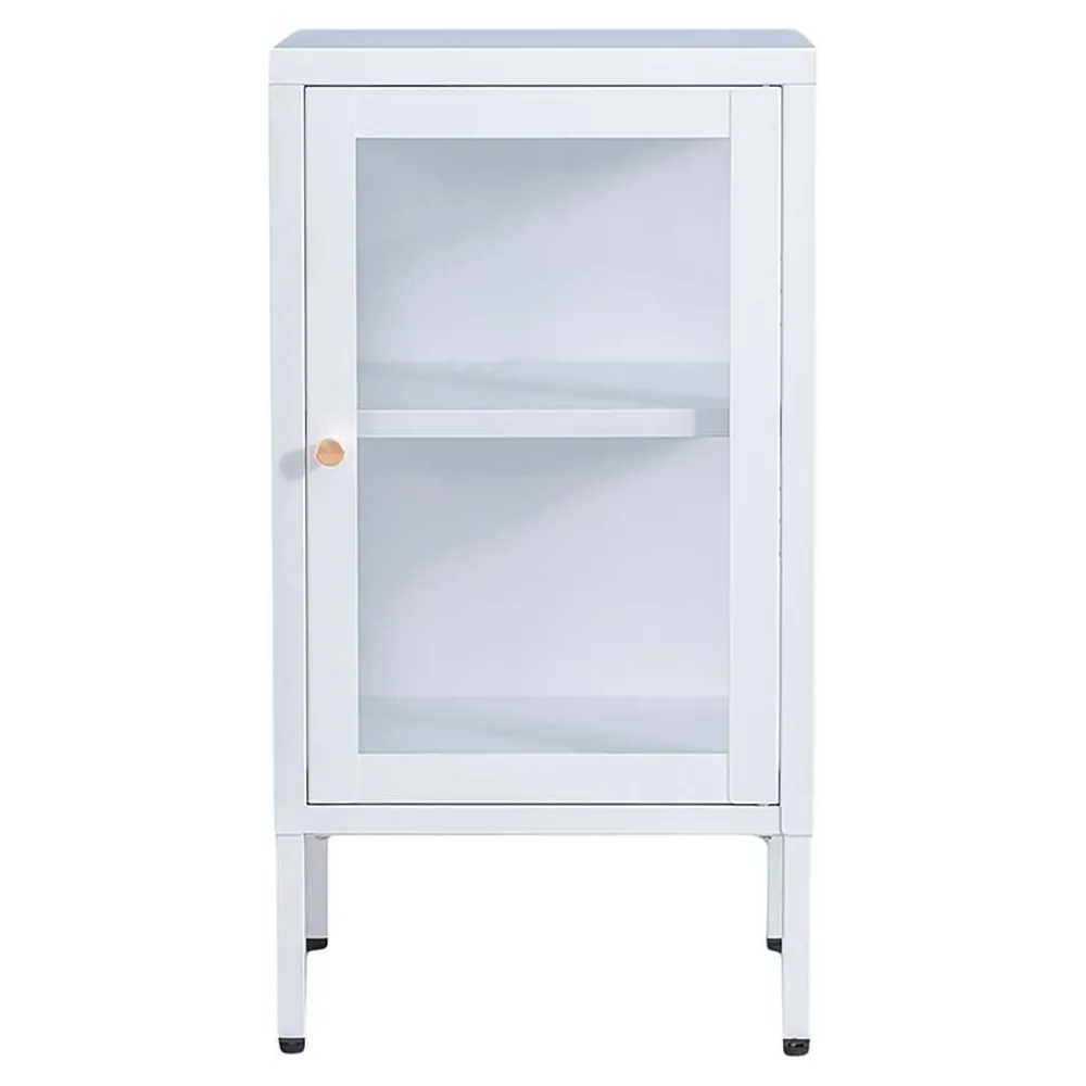 Wohnen Vitrinen<38x70x35 Metall Schrank mit Glas Tür - Keyva