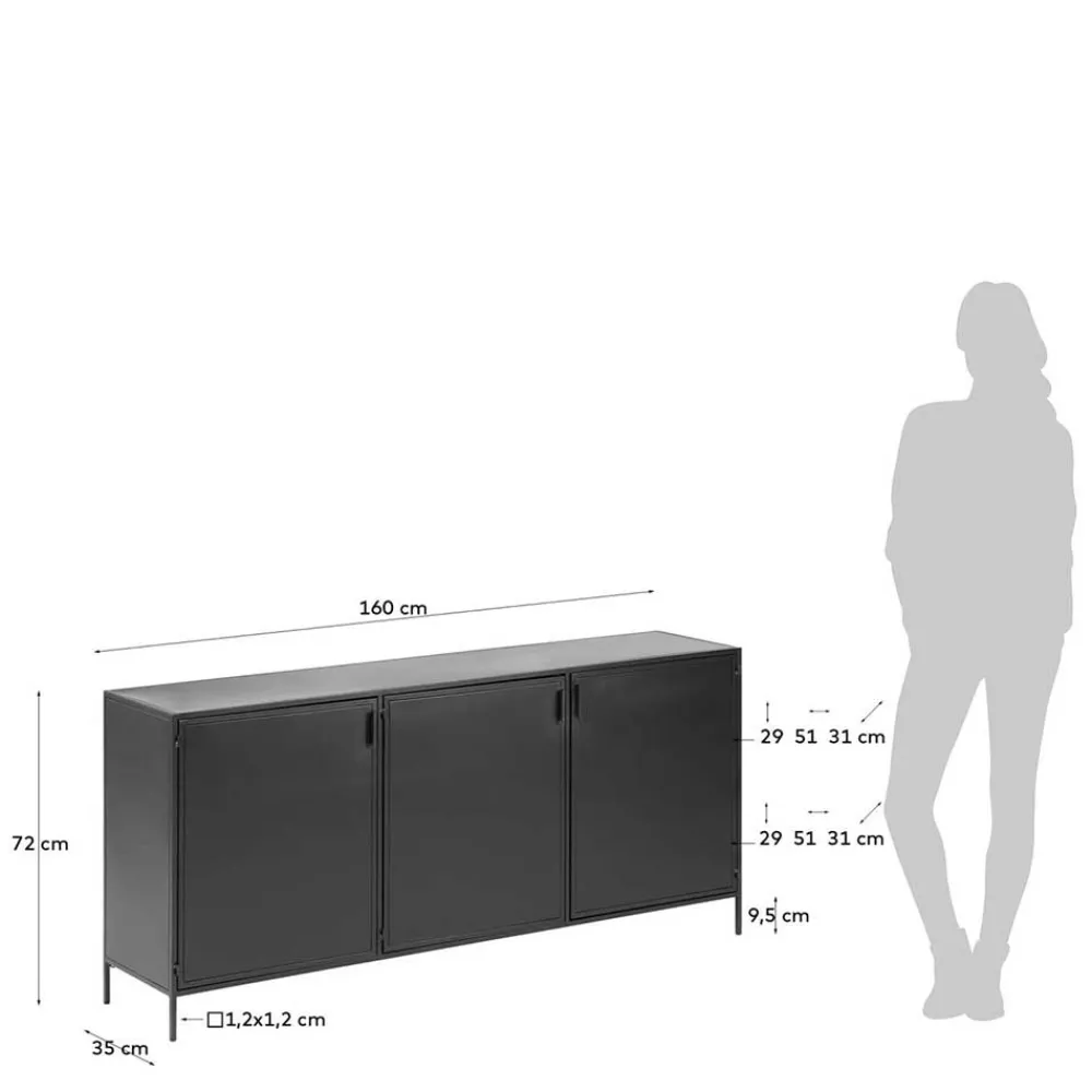 Wohnen Sideboards<160x72x35 Metall Sideboard mit drei Türen - Magde